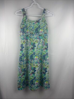 Title Nine Dream Dress Floral Paisley Green Blue Size S Stretch